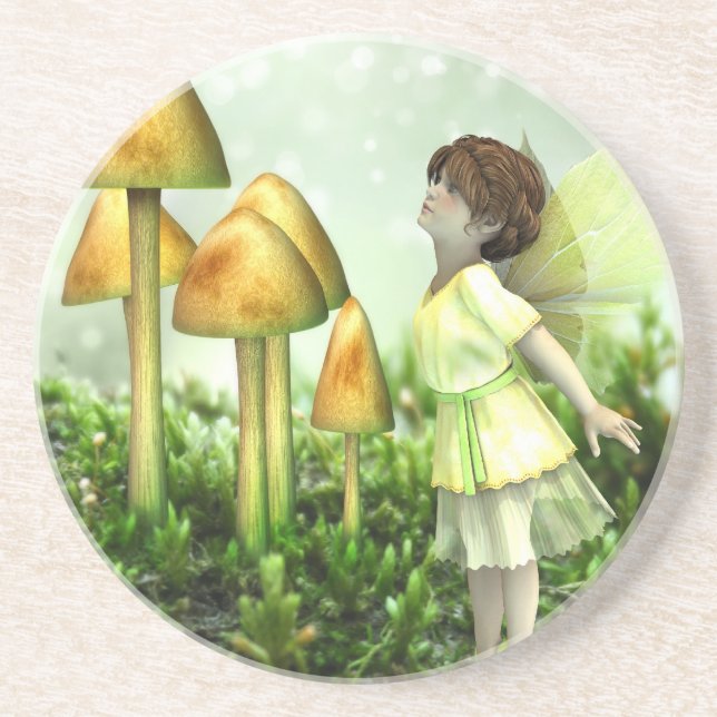 The Curious Fairy - Fairy and Toadstools Coaster (Front)