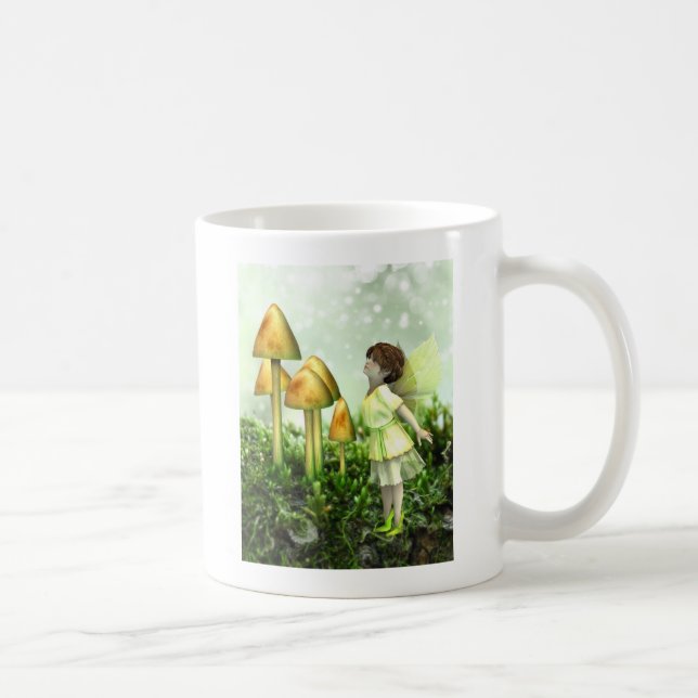 The Curious Fairy - Fairy and Toadstools Coffee Mug (Right)