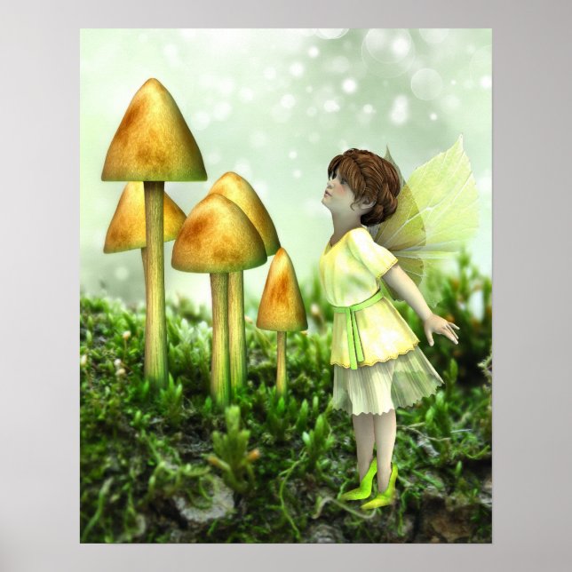 The Curious Fairy - Fairy and Toadstools Poster (Front)