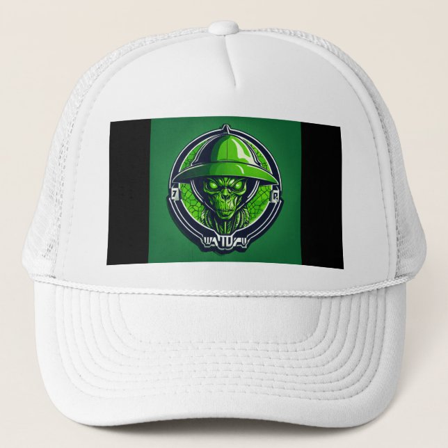 The Curious Green Alien Trucker Hat (Front)