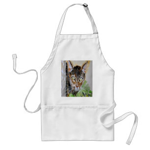The Curious Tabby Cat Acrylic Painting Standard Apron