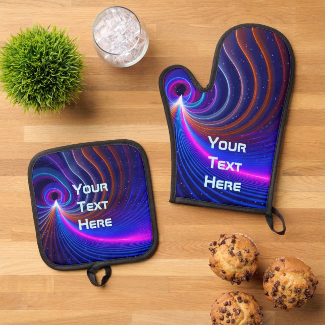 The Curvature of Space Oven Mitt & Pot Holder Set (Top Down)
