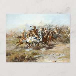 The Custer Fight Battle of Little Bighorn Russell Postcard
