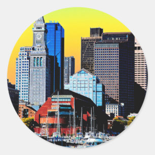 The Custom House Boston USA Poster Card Classic Round Sticker