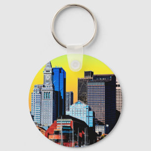 The Custom House Boston USA Poster Key Ring