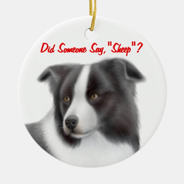 The Customisable Border Collie Herding Ornament (Front)