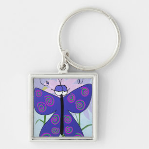 The Cute Butterfly With An Attitude Painting Key Ring