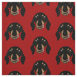 The cute Dachshund short-legged doggie friend Fabric