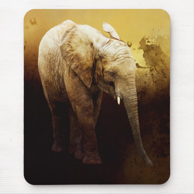 The cute elephant calf mouse pad (Front)