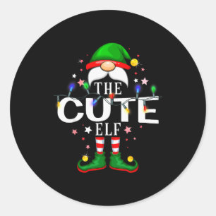 The Cute Elf Christmas Family Pajama Party  Classic Round Sticker