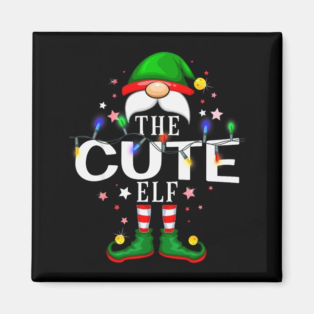 The Cute Elf Christmas Family Pajama Party  Magnet (Front)
