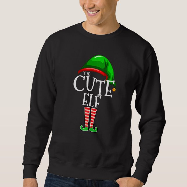 The Cute Elf Family Matching Group Christmas Costu Sweatshirt (Front)