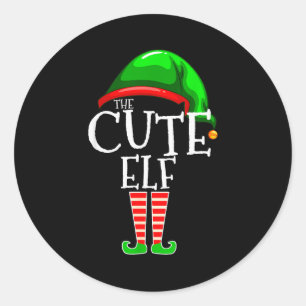 The Cute Elf Group Matching Family Christmas  Classic Round Sticker