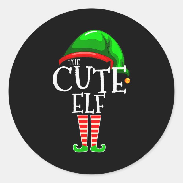 The Cute Elf Group Matching Family Christmas  Classic Round Sticker (Front)