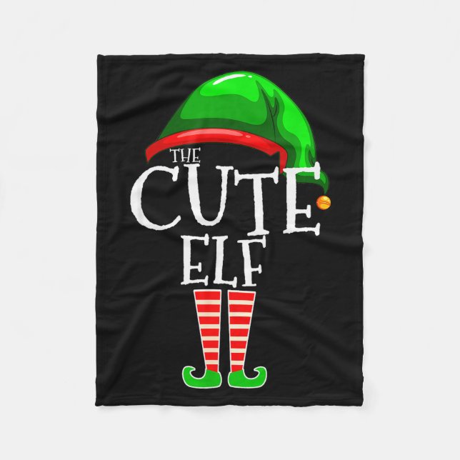 The Cute Elf Group Matching Family Christmas  Fleece Blanket (Front)