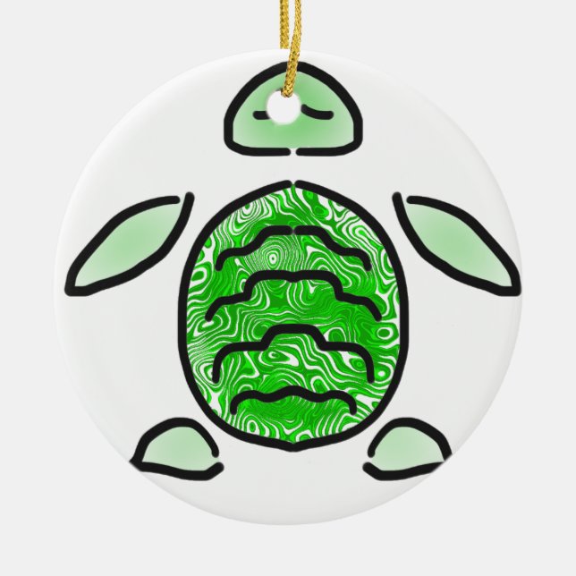 The Cute Green Sea Turtle Ceramic Tree Decoration (Front)