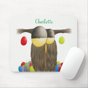 The Cute Holiday Owl Illustration Mouse Pad