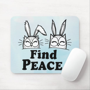 The Cute Owl-Bunny Pair Mouse Pad