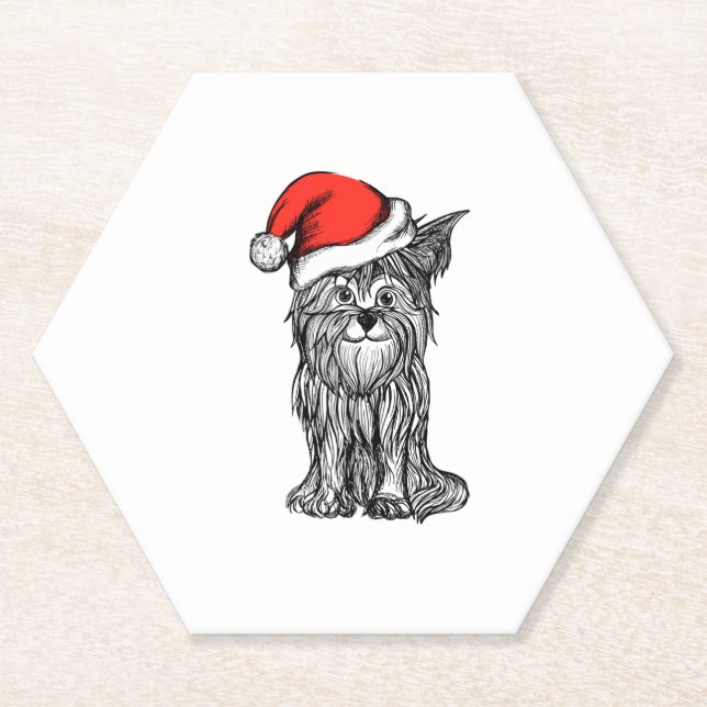 The Cute Puppy In A New Year Hat   Paper Coaster (Front)