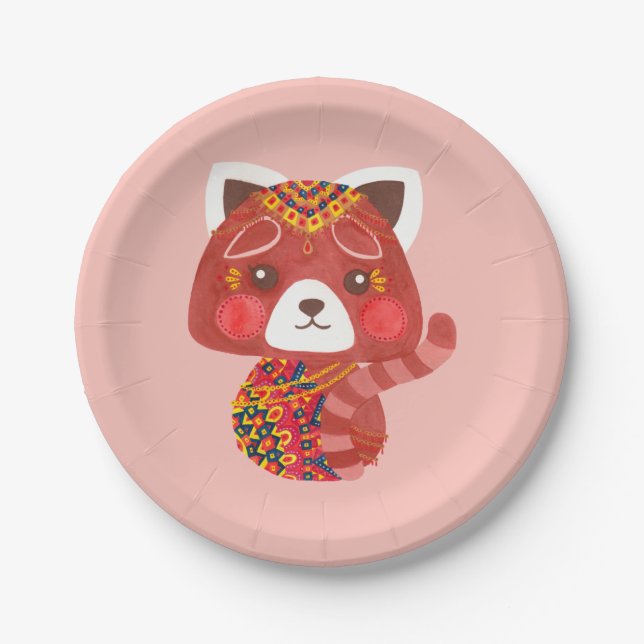 The Cute Red Panda Paper Plate (Front)