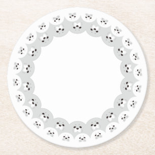 The Cute Seal Parent and Child Round Paper Coaster