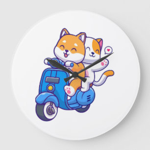 The Cute Shiba Couple Large Clock