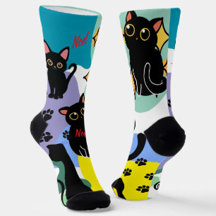 The Cutest Black Cat Socks - Black Cat Gift