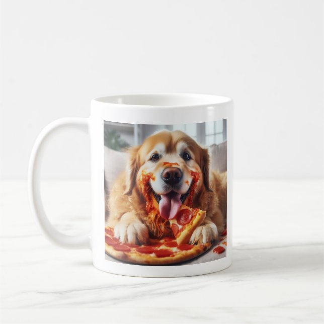 The cutest dog with pizza coffee mug (Left)