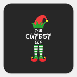 The Cutest Elf Family Matching Group Christmas Fun Square Sticker