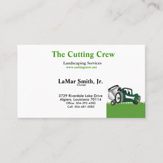 The Cutting Crew Business Card Sample (Front)