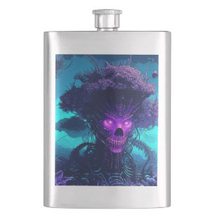The Cyber-Tree Monster In The Dark Hip Flask