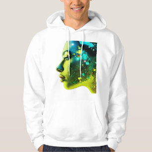 The Cyborg Woman on a Cosy Long Sleeve White Hoodie