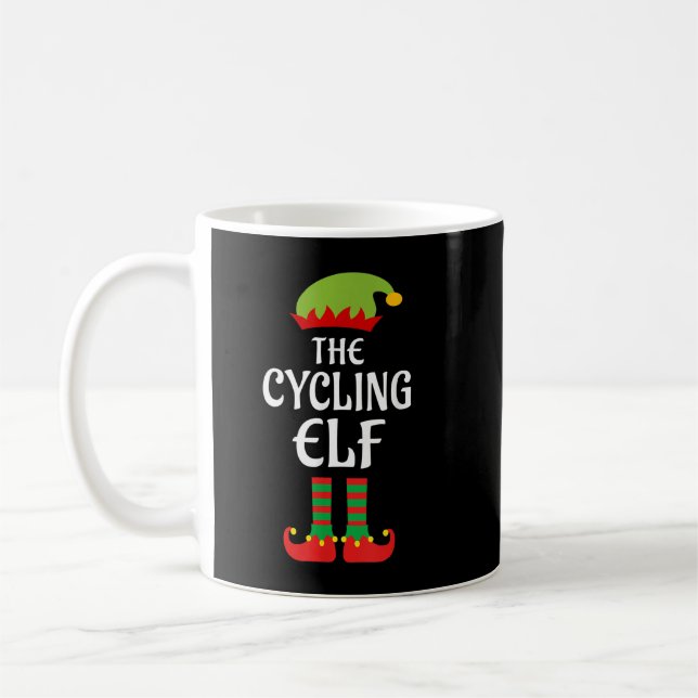 The Cycling Elf Family Matching Group Christmas Pa Coffee Mug (Left)