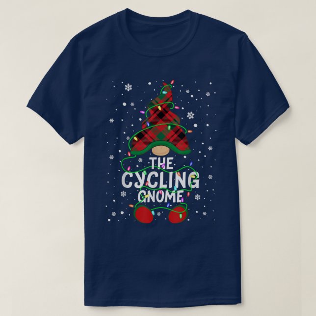 The Cycling Gnome Family Matching Group Xmas Light T-Shirt (Design Front)
