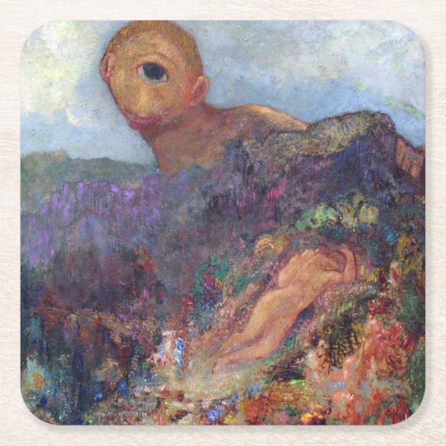The Cyclops, Redon, 1898-1900 Square Paper Coaster (Front)