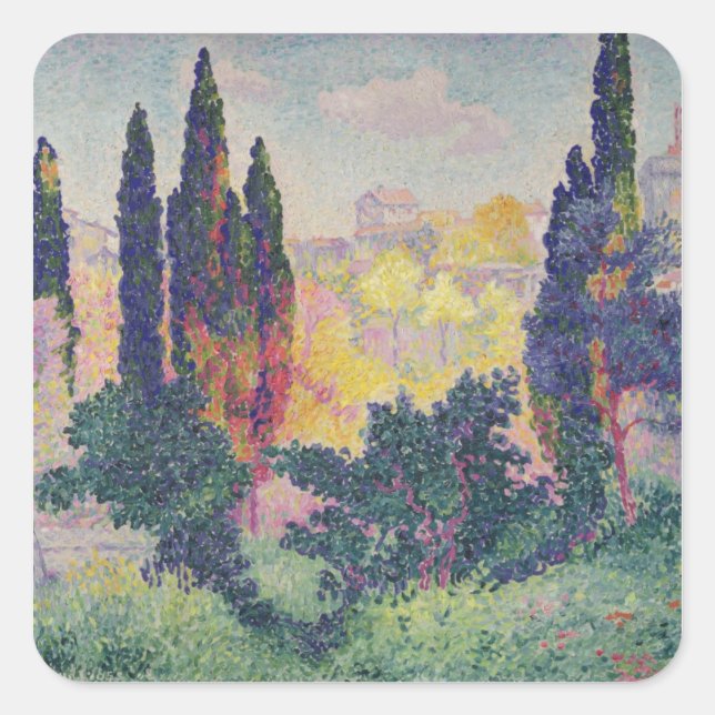 The Cypresses at Cagnes, 1908 Square Sticker (Front)