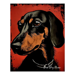 The Dachshund Dog, Red and Black 001 - Ulises Dall Poster