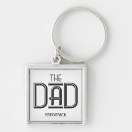 THE Dad Black White Text Personalised Keychain