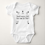 The Dad Dresser's Guide: New Dads Funny Baby Bodysuit<br><div class="desc">Dress your baby with confidence using our hilarious yet practical baby suit! Featuring clear labels like 'left arm, ' 'right leg, ' and 'my head, ' along with the reassuring message 'Don't worry dad, you can do this!' This customisable design is perfect for new dads, making dressing time a breeze....</div>