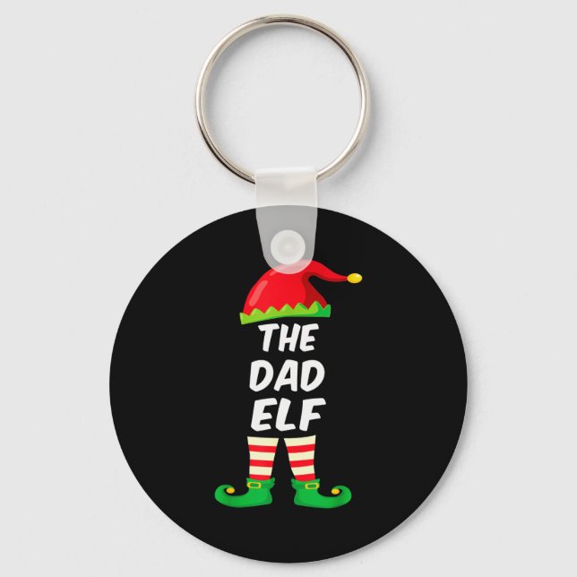The Dad Elf Family Matching Funny Christmas Costum Key Ring (Front)