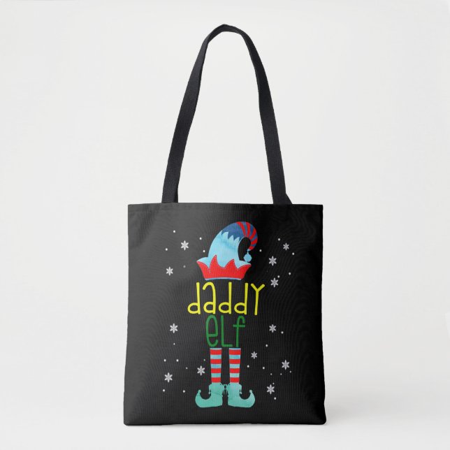 The Daddy Elf Funny Merry Christmas Family Xmas Tote Bag (Front)