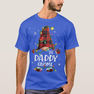The Daddy Gnome Buffalo Plaid Christmas Light Dad T-Shirt