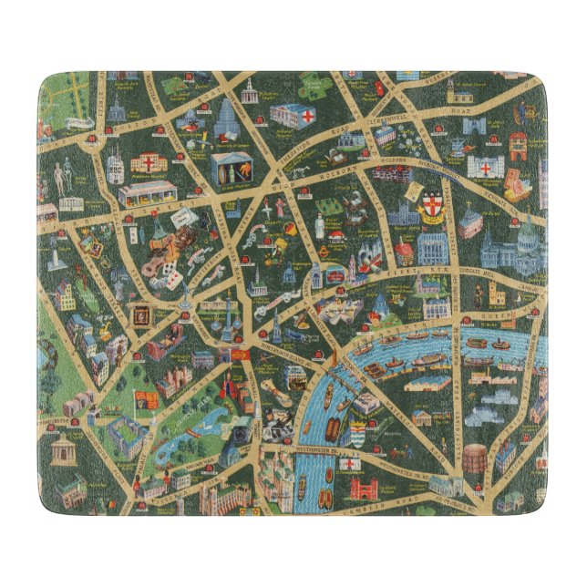 The Daily Telegraph Picture Map of London Cutting Board (Front)