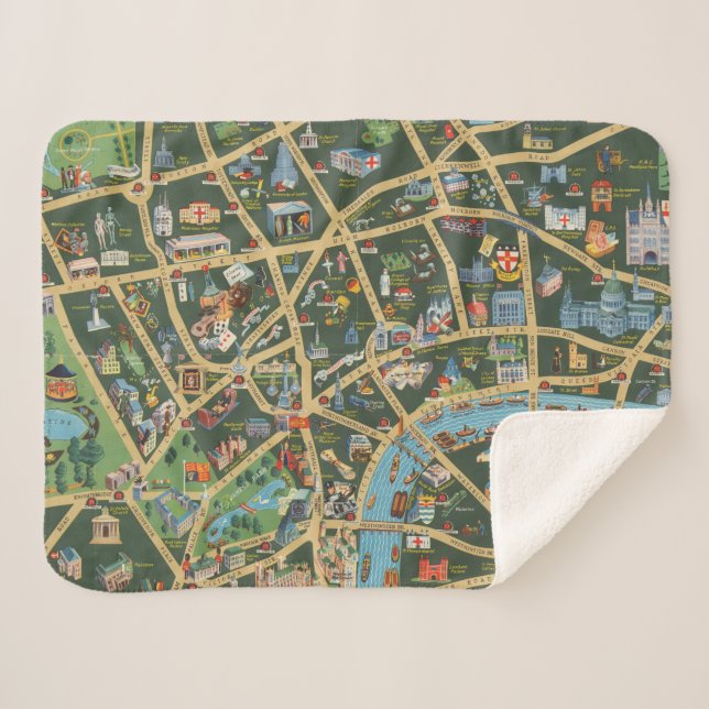 The Daily Telegraph Picture Map of London Sherpa Blanket (Front (Horizontal))