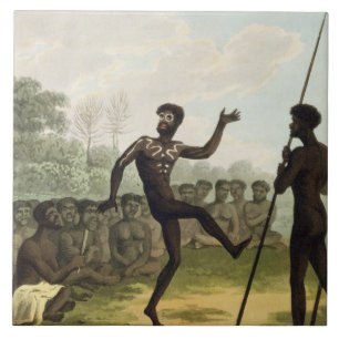 The Dance, aborigines from New South Wales engrave Tile