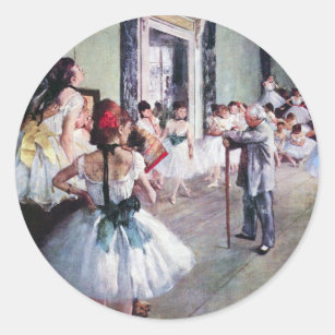 The Dance Class by Edgar Degas, Vintage Ballet Art Classic Round Sticker