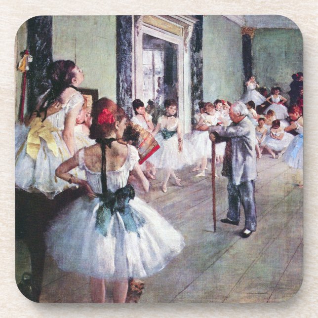 The Dance Class by Edgar Degas, Vintage Ballet Art Coaster (Front)
