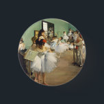 The Dance Class Edgar Degas     3 Cm Round Badge<br><div class="desc">The Dance Class 1874.  Edgar Degas. Cute group portrait. Ballerinas in white dresses stand at the ticket office and listen to their dance teacher. The old man leans on a cane. Reproduction of famous works of art  images in the public domain.</div>