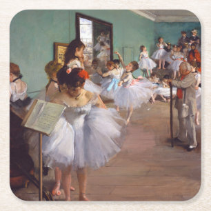 The Dance Class, Edgar Degas Square Paper Coaster