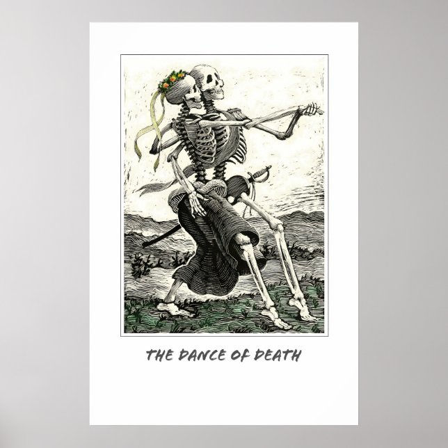 The Dance of Death Poster Print. Skeleton Skull (Front)
